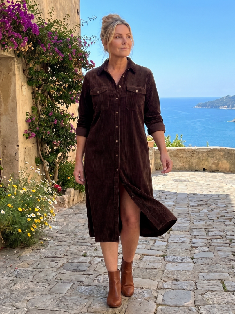 Annabel | Buttoned Ribbed Midi Dress