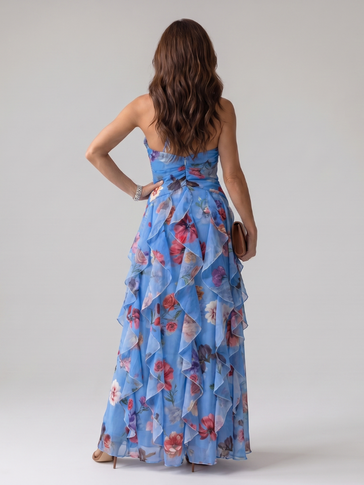 Sage | Halter Neck Floral Maxi Dress