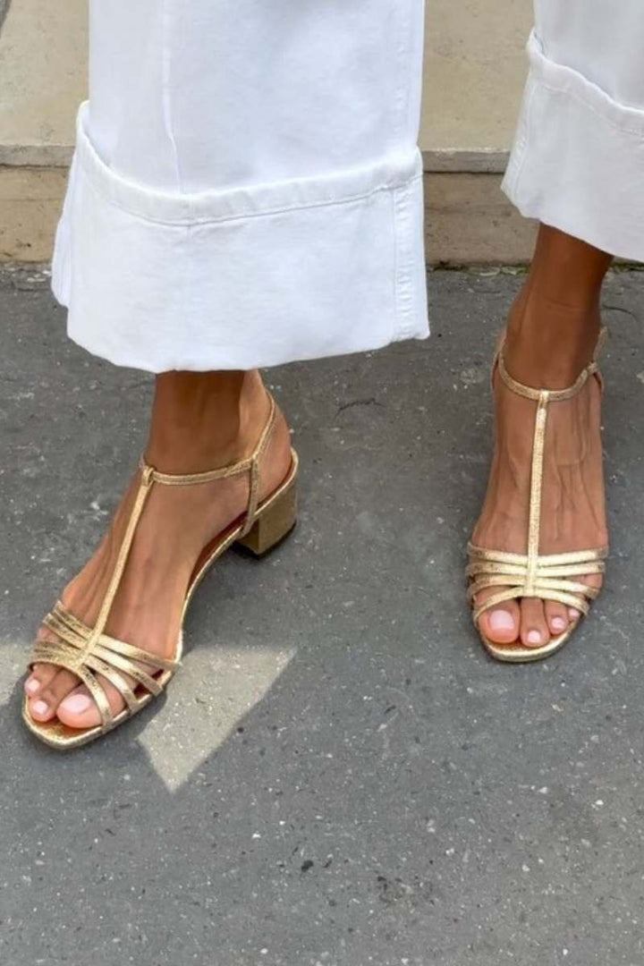 Allegra Golden Strappy Sandals