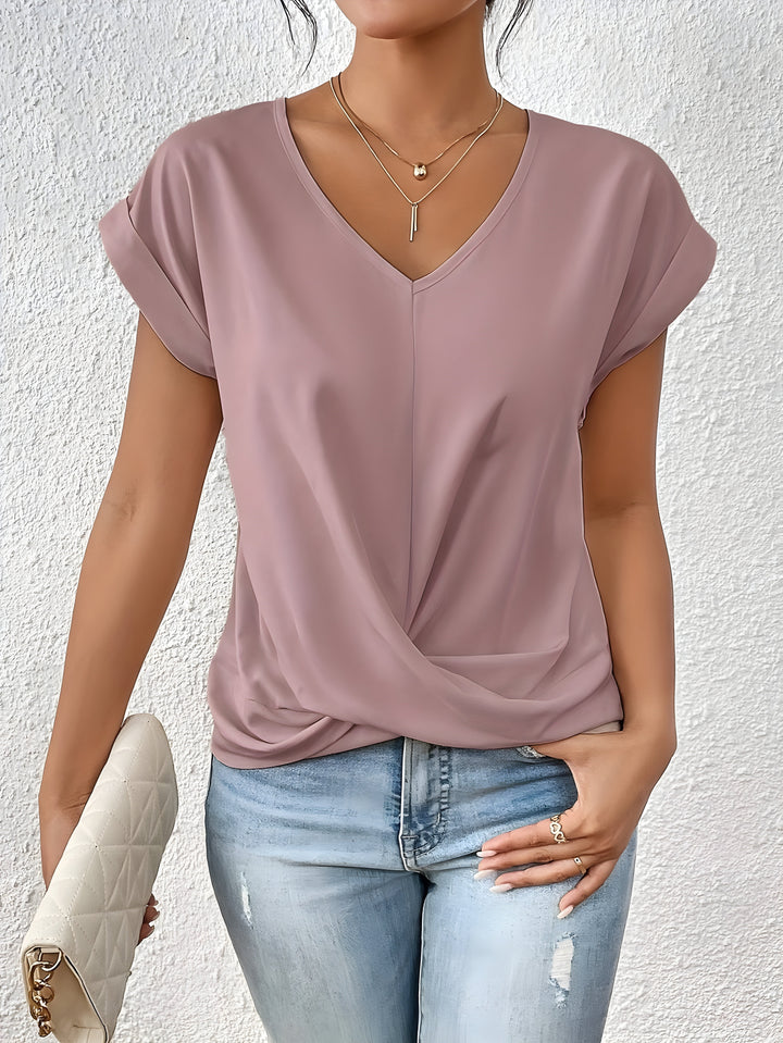 Sarah - Relaxed V-Neck Twist Top