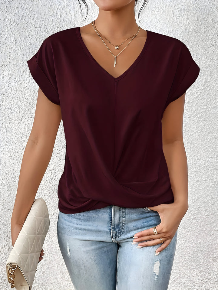 Sarah - Relaxed V-Neck Twist Top