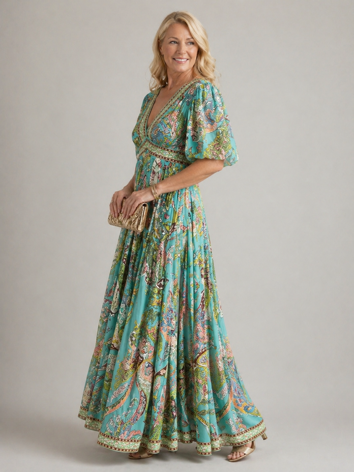 Isabella | Flowing Puff-Sleeve Maxi Dress