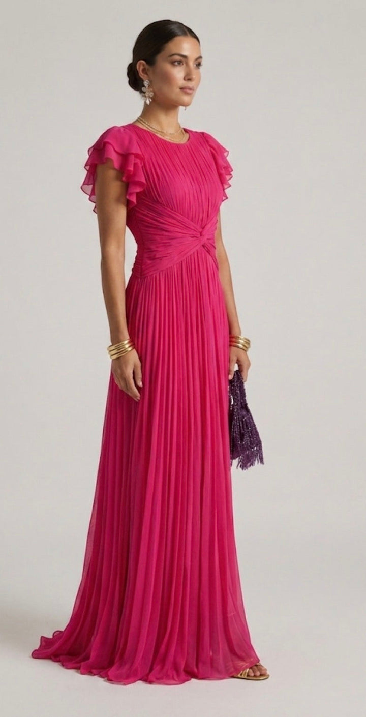 Elara | Flowing Pleated Evening Gown
