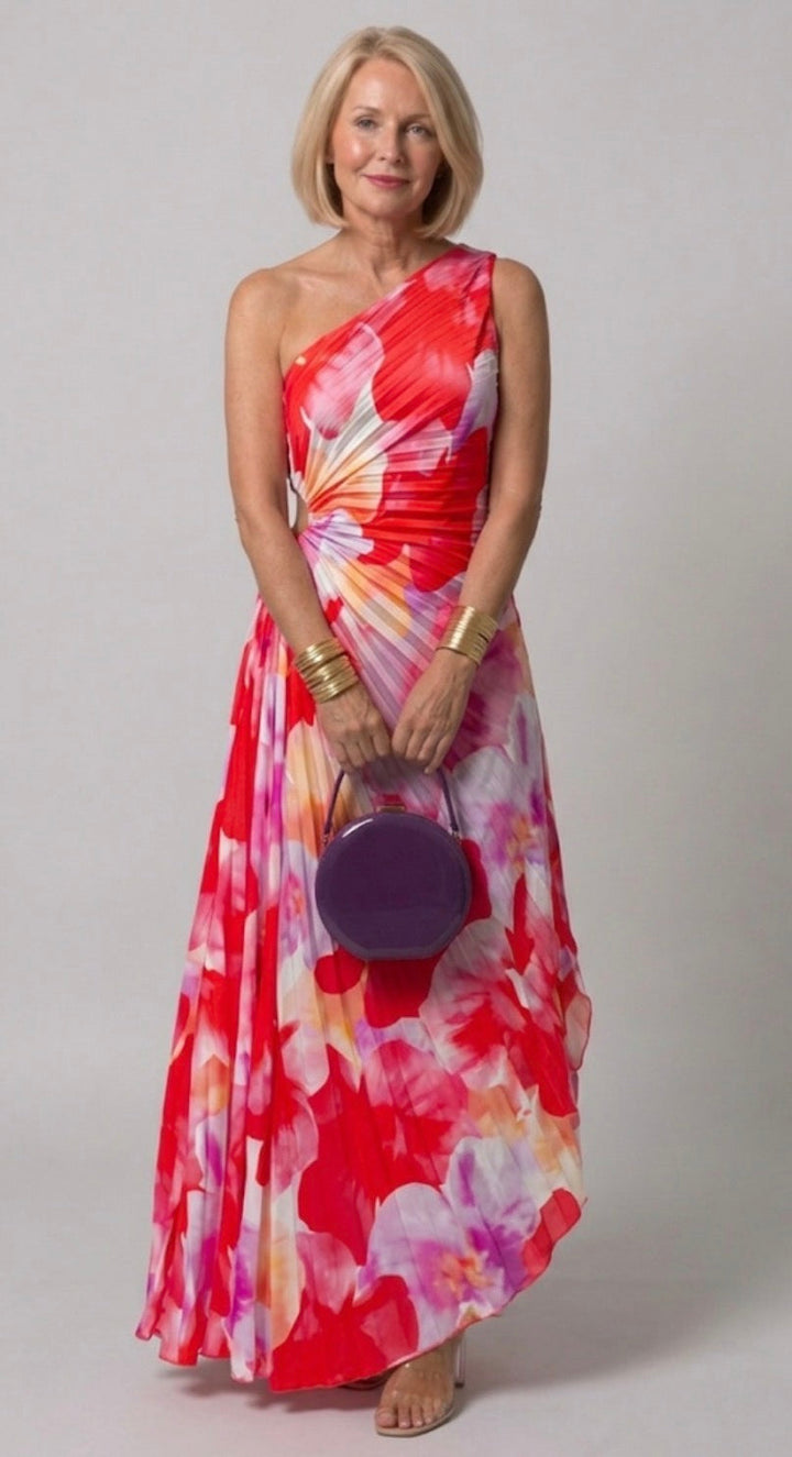 Valentina | Pleated One-Shoulder Maxi Dress