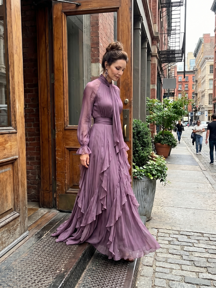 Kathleen | Tie-Neck Tiered Maxi Dress