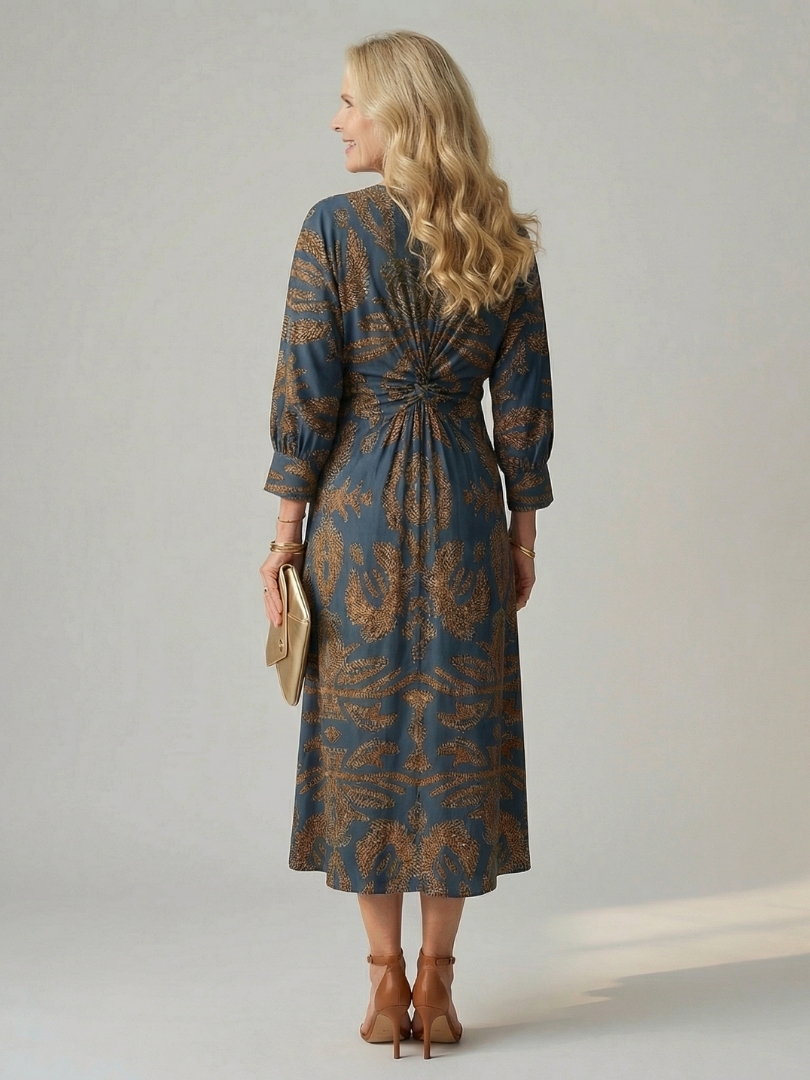 Iris | Twist-Front Wrap Midi Dress