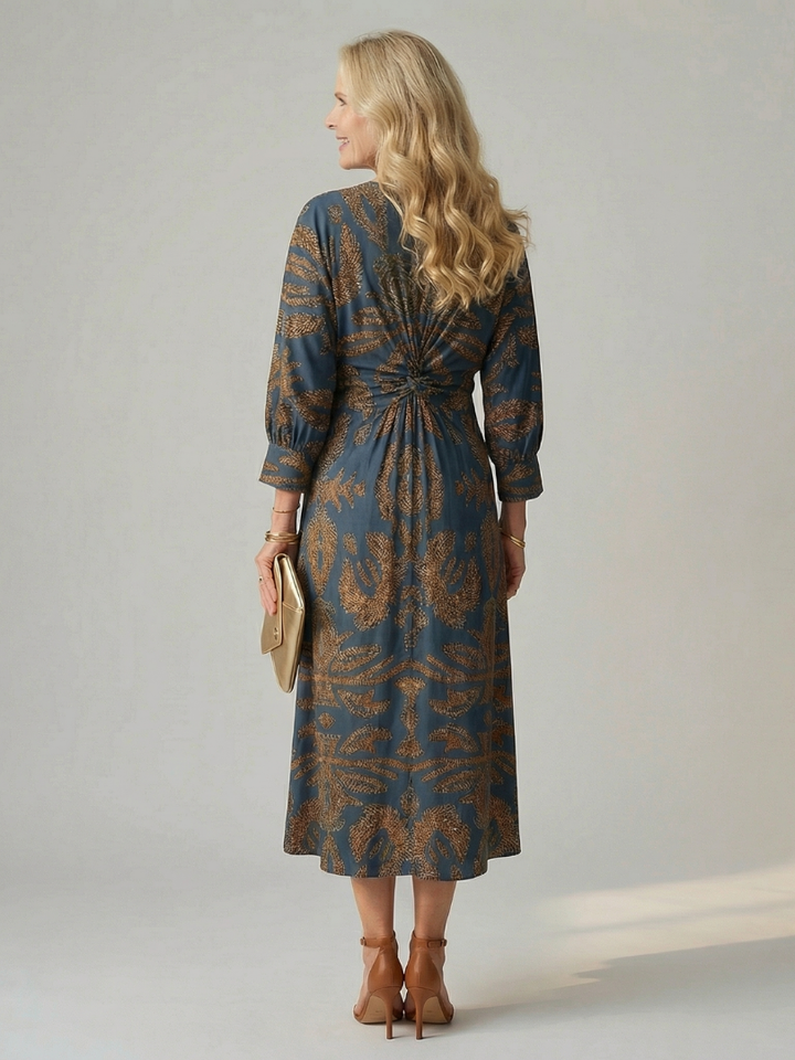 Iris | Twist-Front Wrap Midi Dress