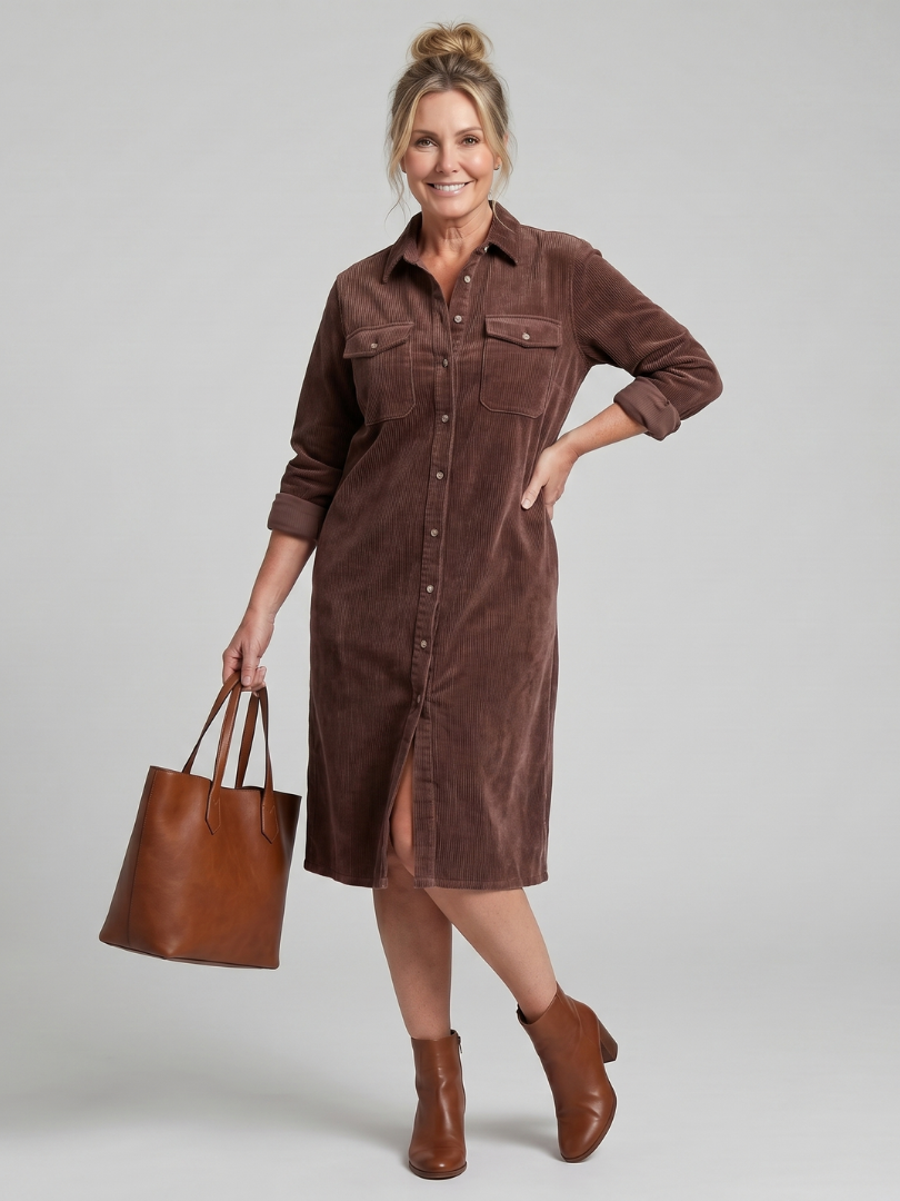Annabel | Buttoned Ribbed Midi Dress