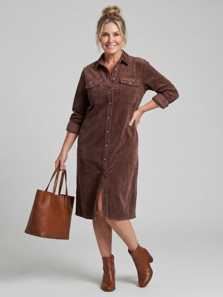 Annabel | Buttoned Ribbed Midi Dress