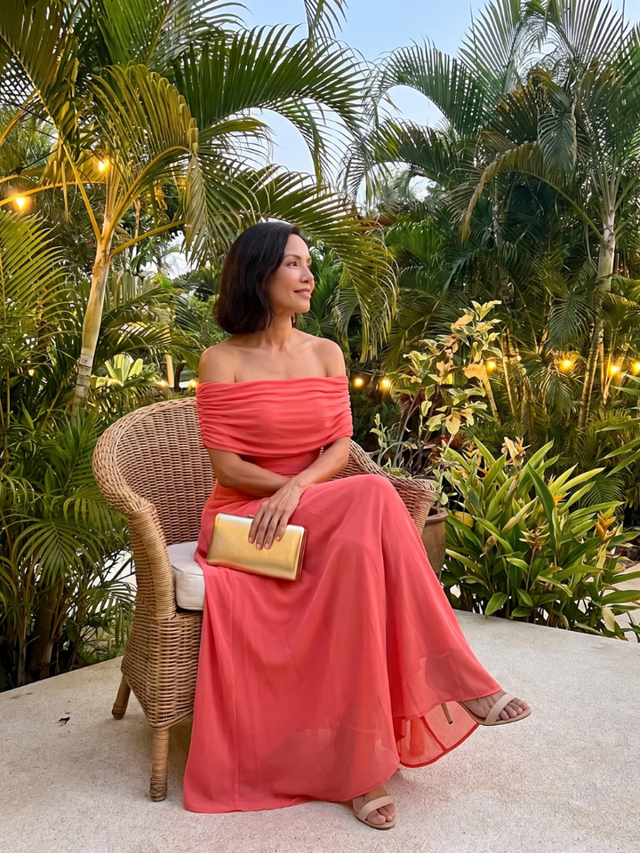 Brenna | Off-Shoulder Draped Evening Dress