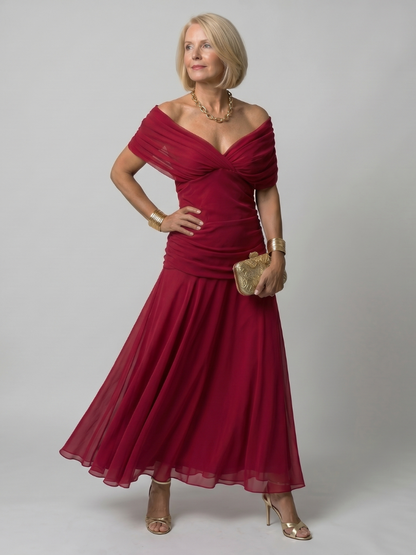 Cassia | Off-Shoulder Flowing Evening Dress