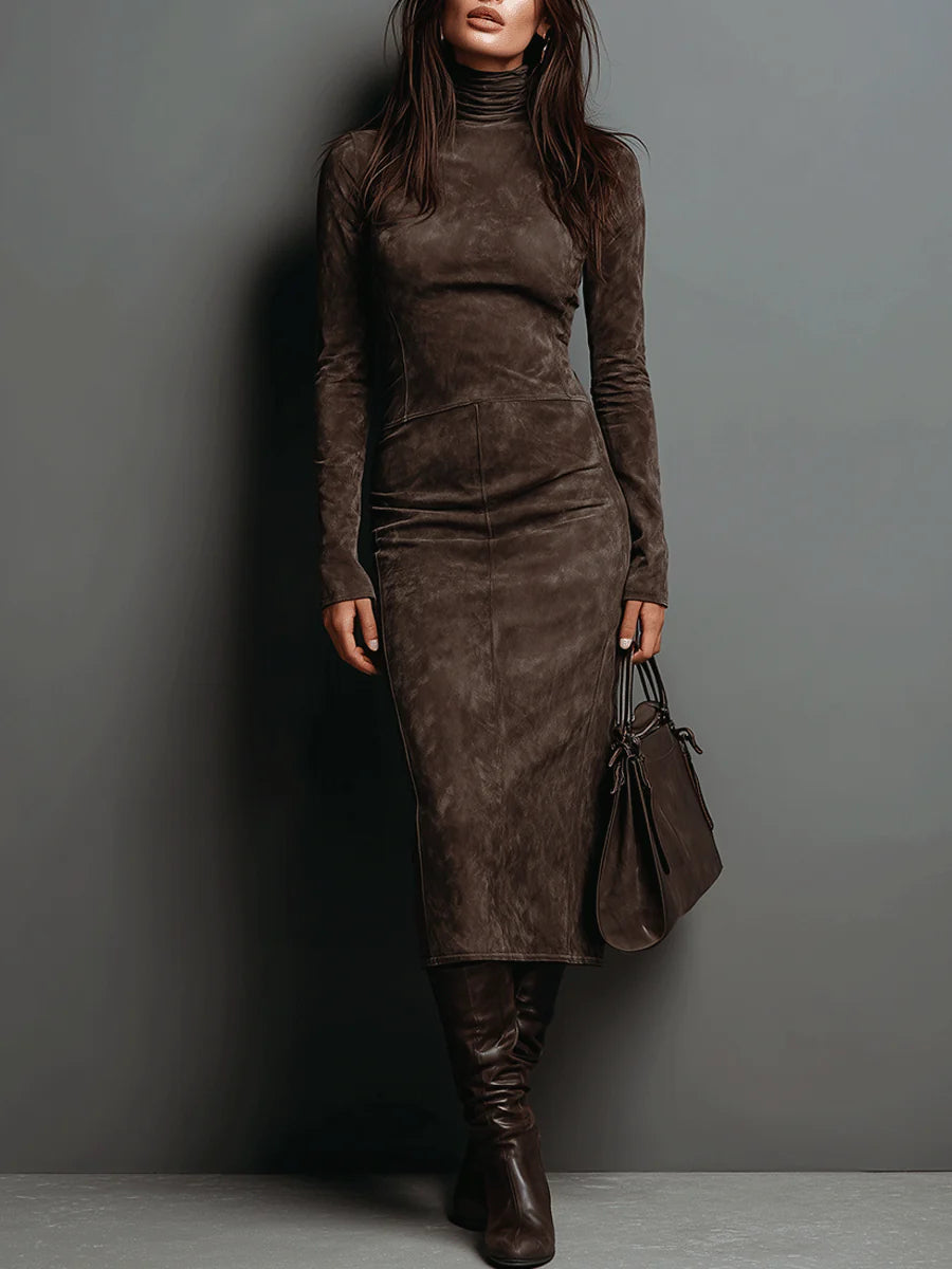 Lorena | Long Midi Dress in Brown