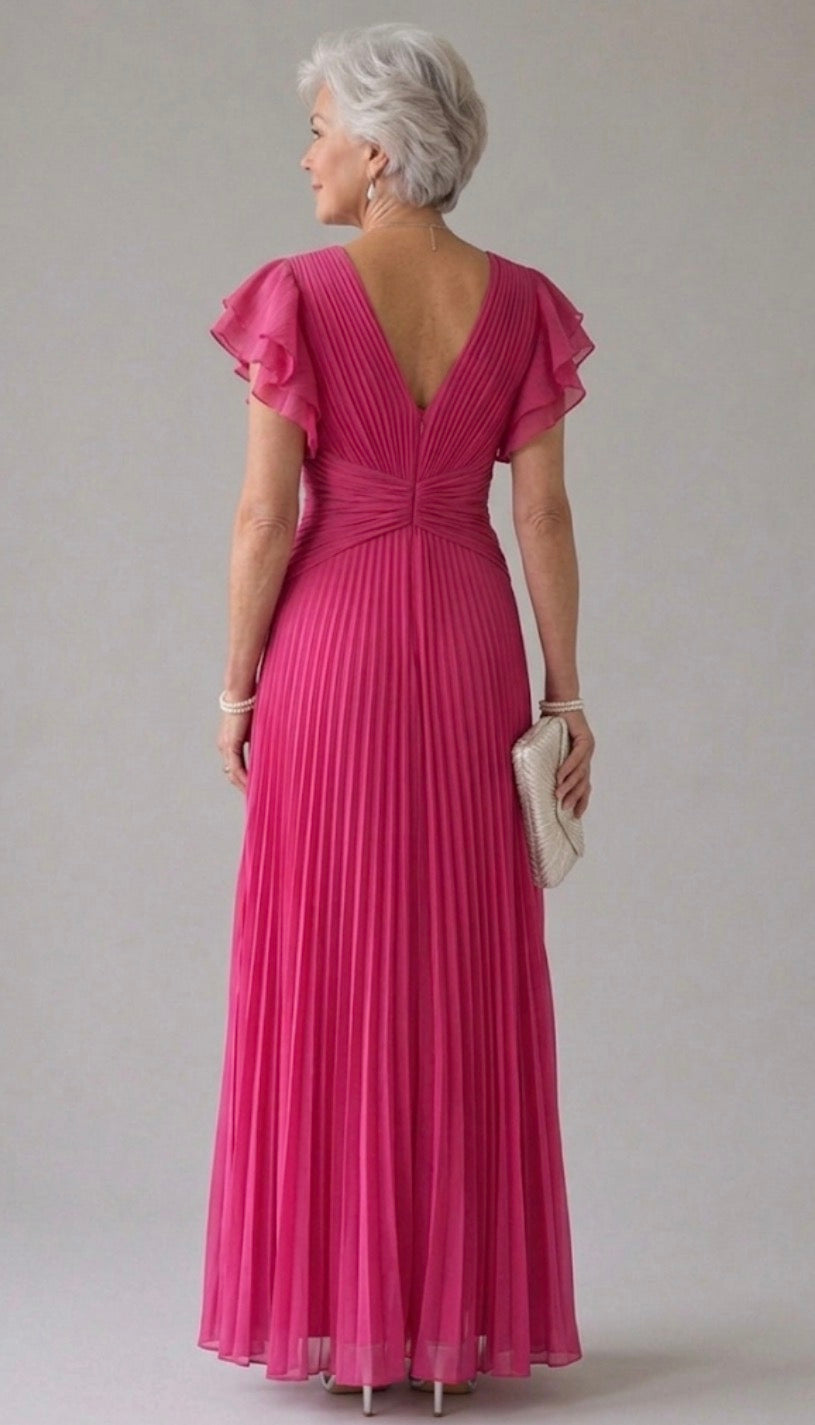 Elara | Flowing Pleated Evening Gown