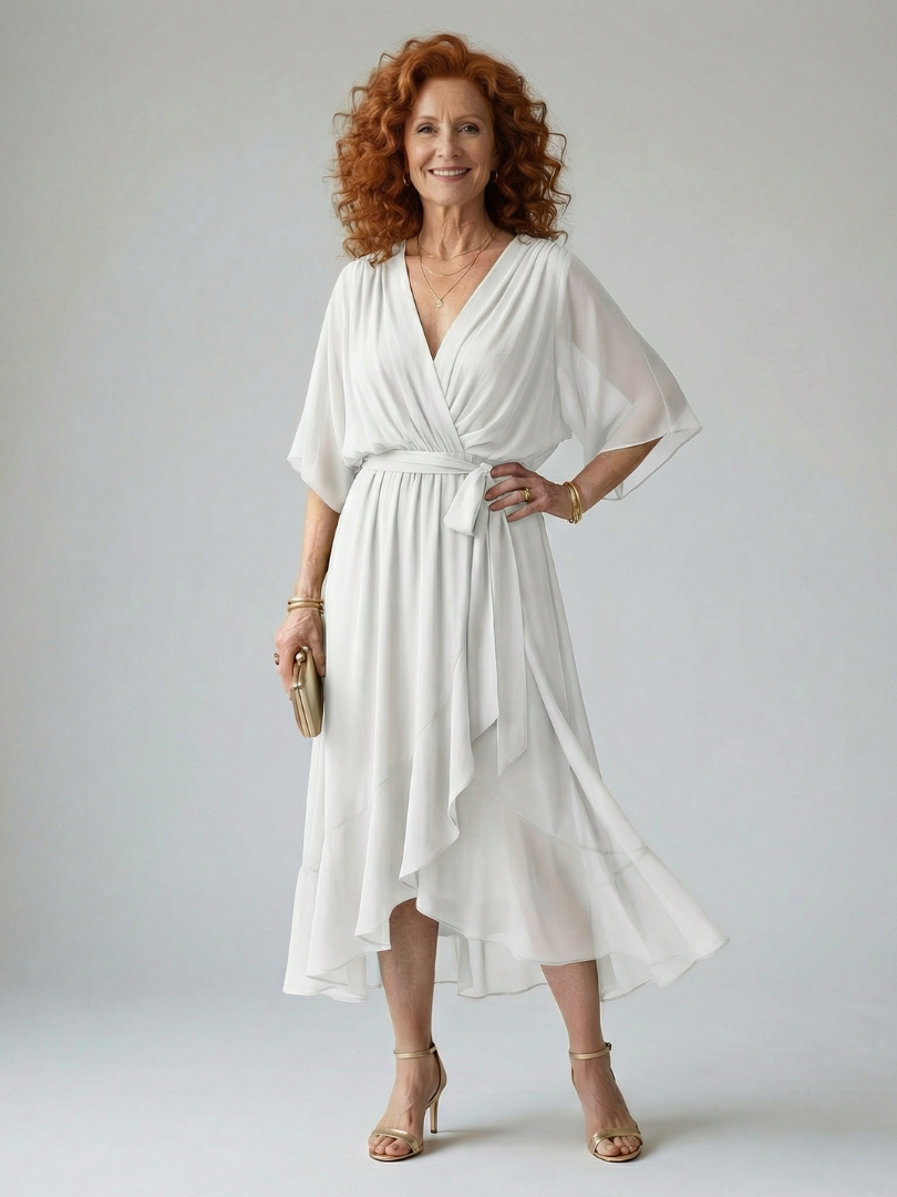 Wilhelmina | Flowing Wrap Midi Dress