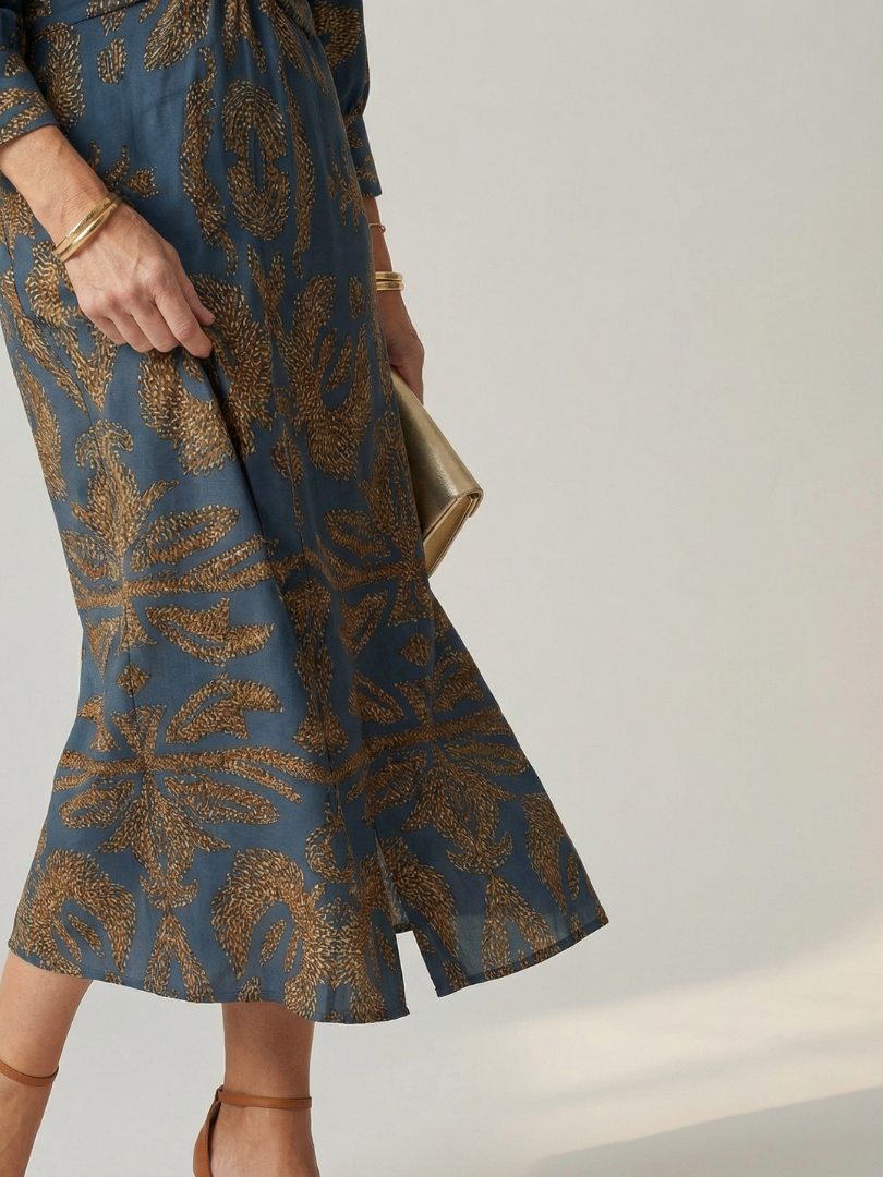 Iris | Twist-Front Wrap Midi Dress