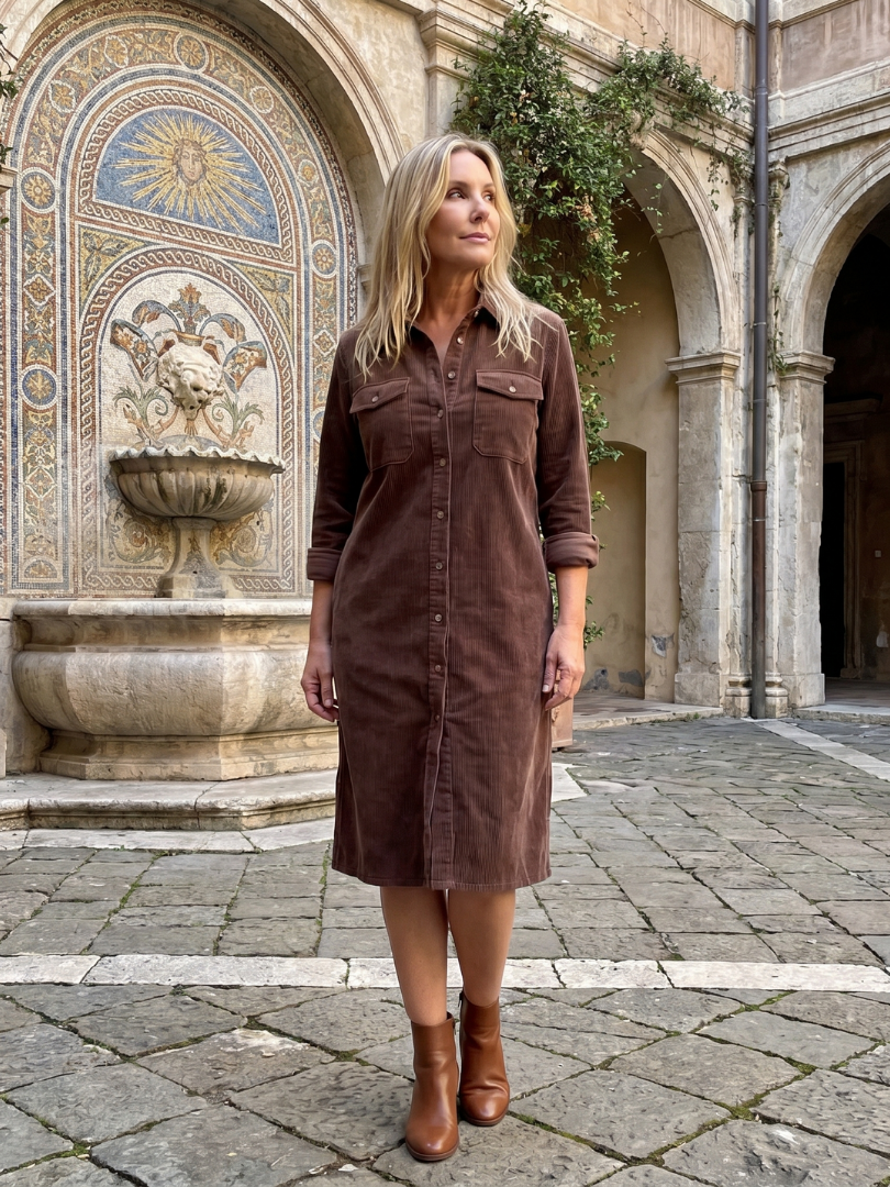 Annabel | Buttoned Ribbed Midi Dress