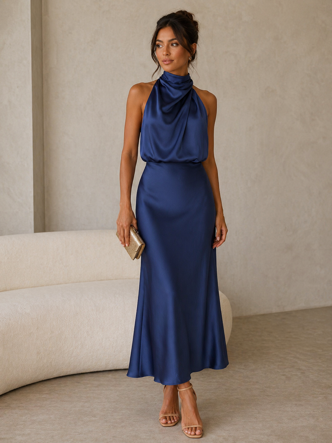 Amelia | Draped Halter Maxi Dress