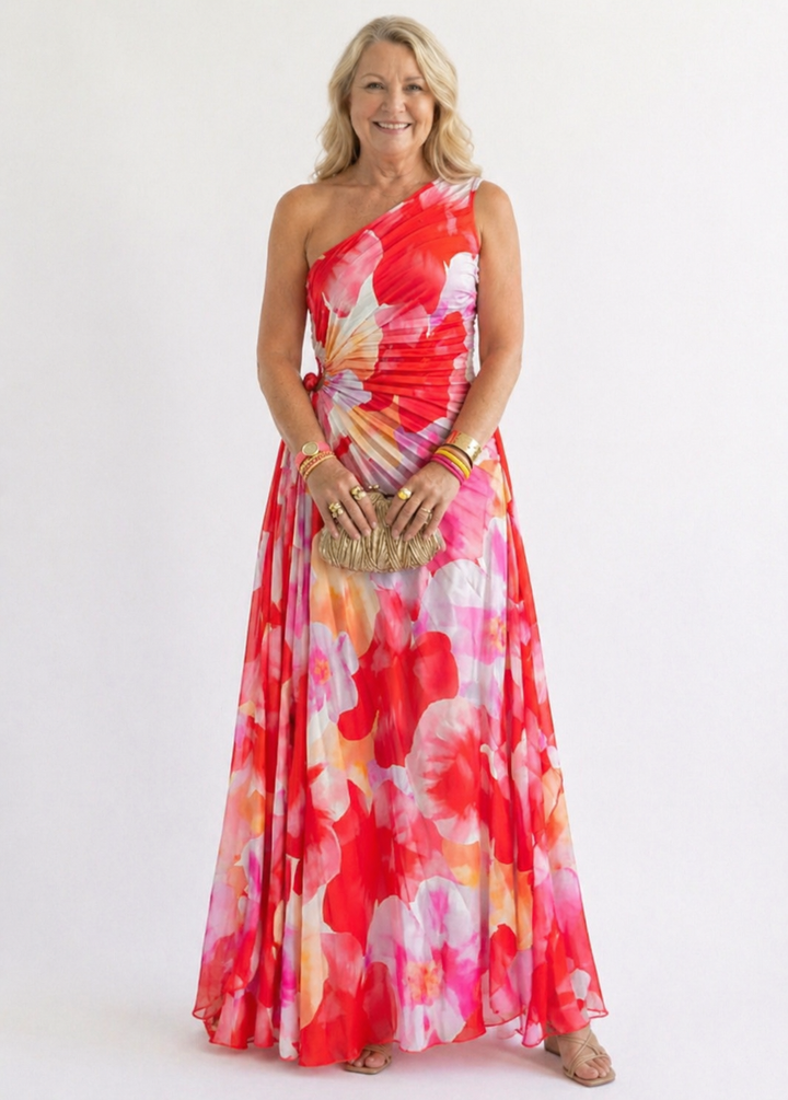 Valentina | Pleated One-Shoulder Maxi Dress
