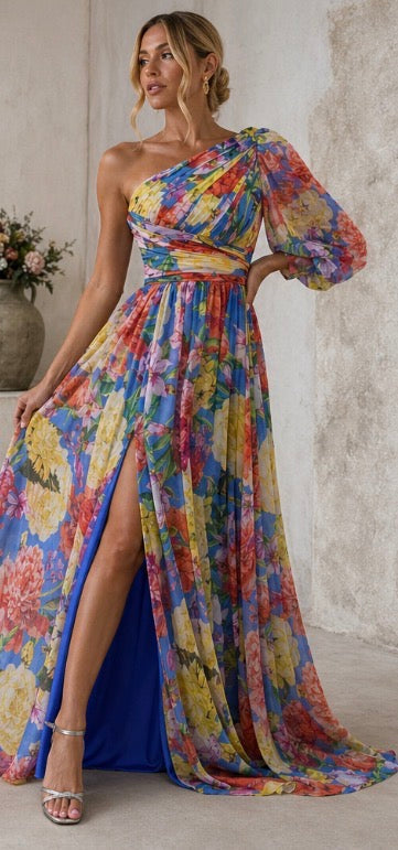 Selah | Floral One-Shoulder Maxi Dress