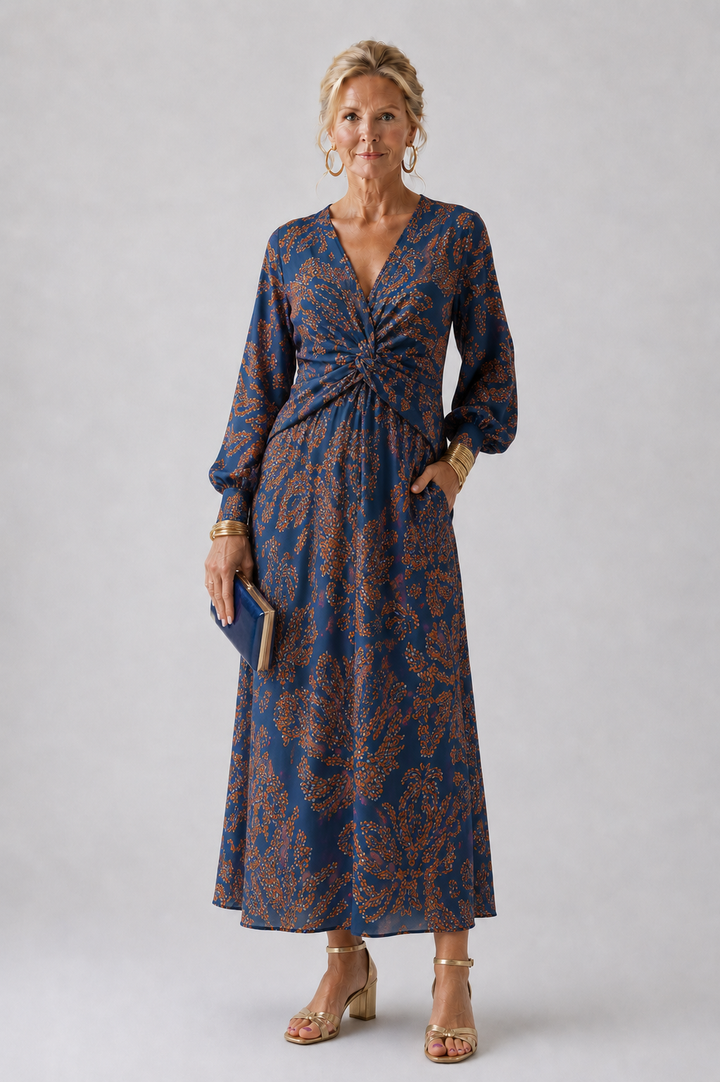 Bridget | Twist-Front Floral Midi Dress