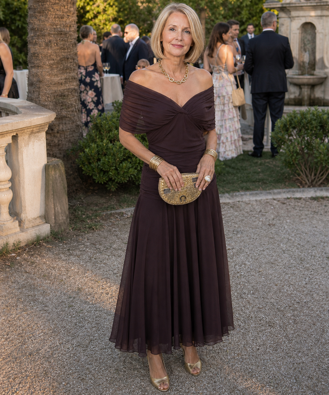 Cassia | Off-Shoulder Flowing Evening Dress