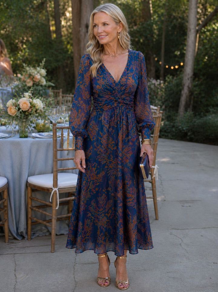 Bridget | Twist-Front Floral Midi Dress