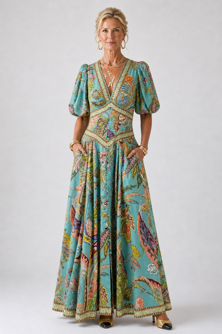 Isabella | Flowing Puff-Sleeve Maxi Dress