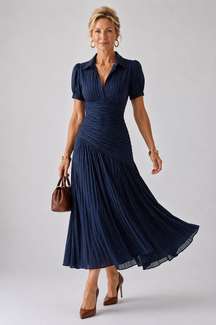 Bianca | Pleated Waist Midi Dress