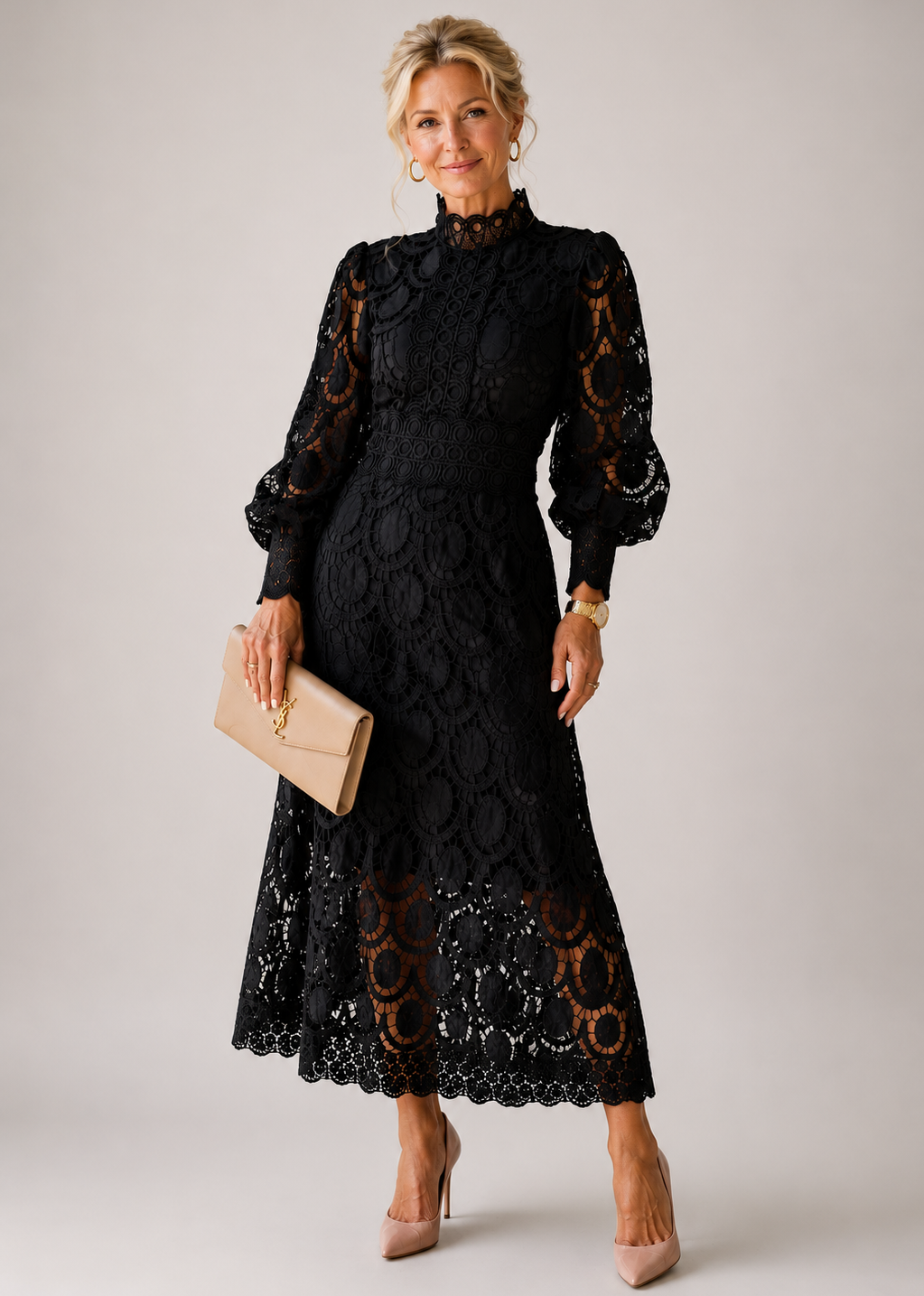 Blythe | Scalloped Lace Midi Dress