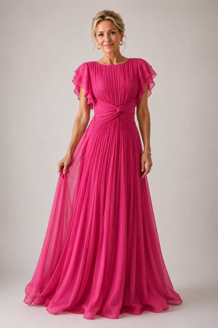 Elara | Flowing Pleated Evening Gown
