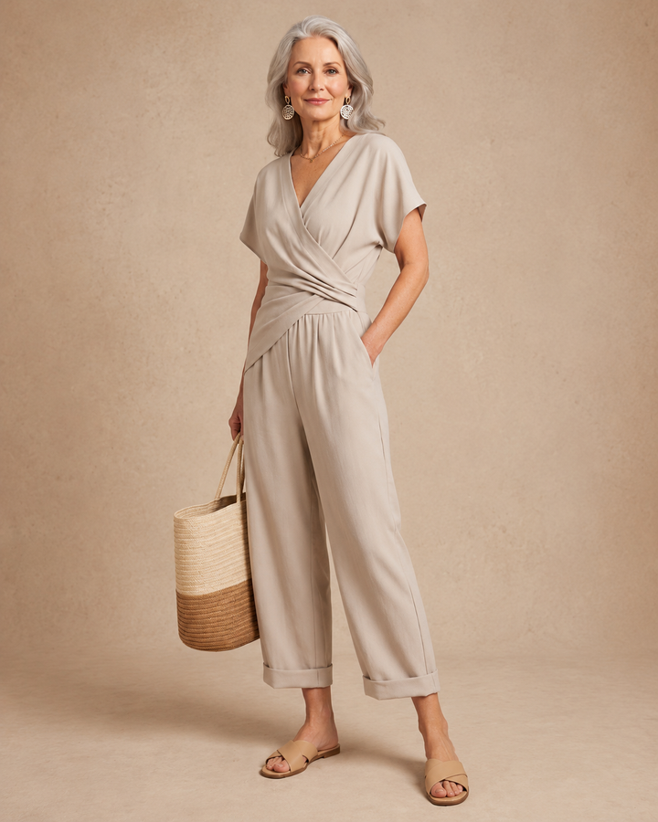 Claudia | V-Neck Wide-Leg Jumpsuit