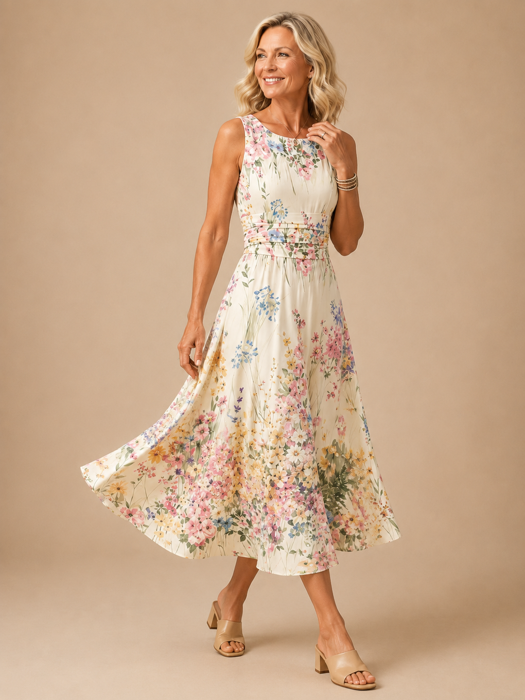 Paige | Sleeveless Floral Midi Dress