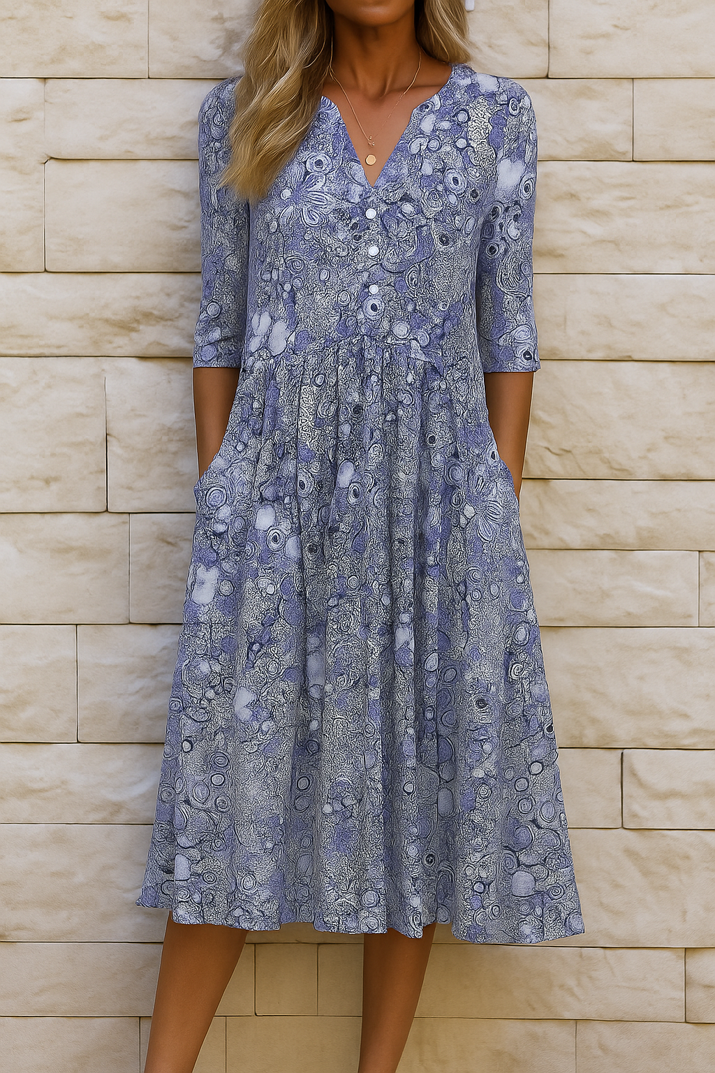 Romi™ | Elegant Print Midi Dress