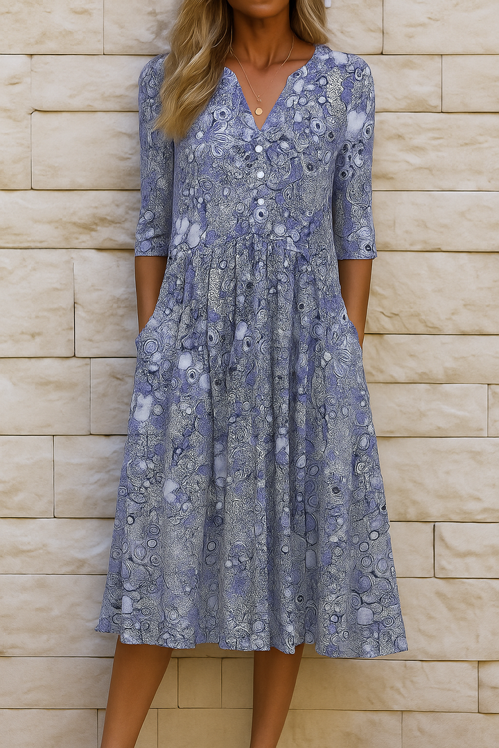 Romi™ | Elegant Print Midi Dress