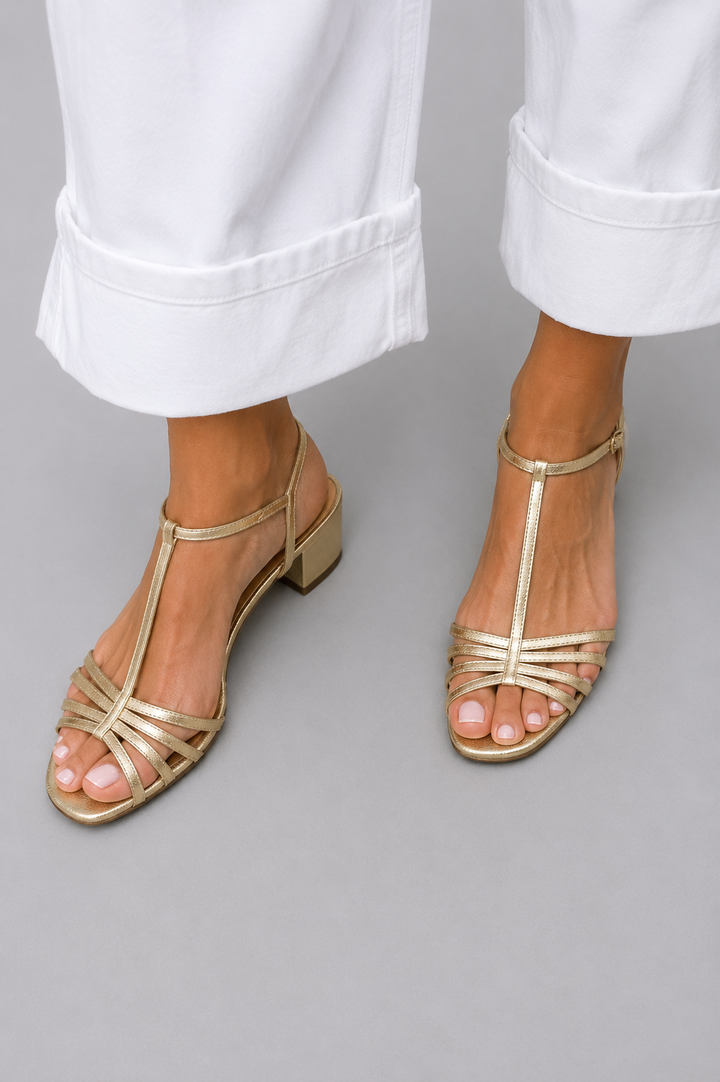 Allegra Golden Strappy Sandals