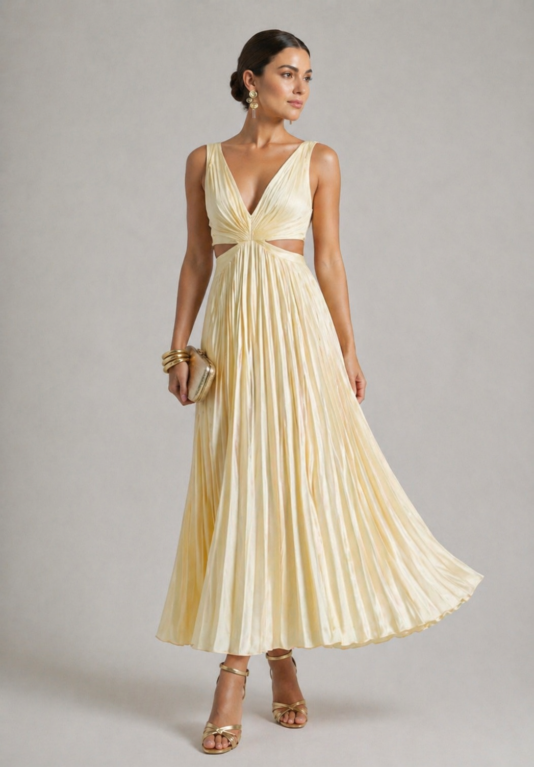 Eliana | Pleated Cutout Maxi Dress