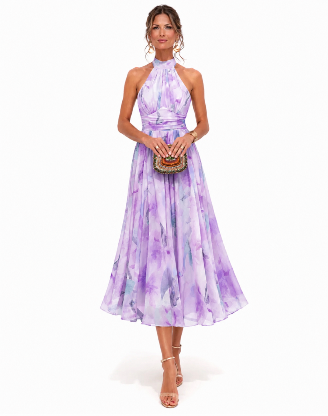 AURORA™ | WATERCOLOR HALTER MAXI DRESS