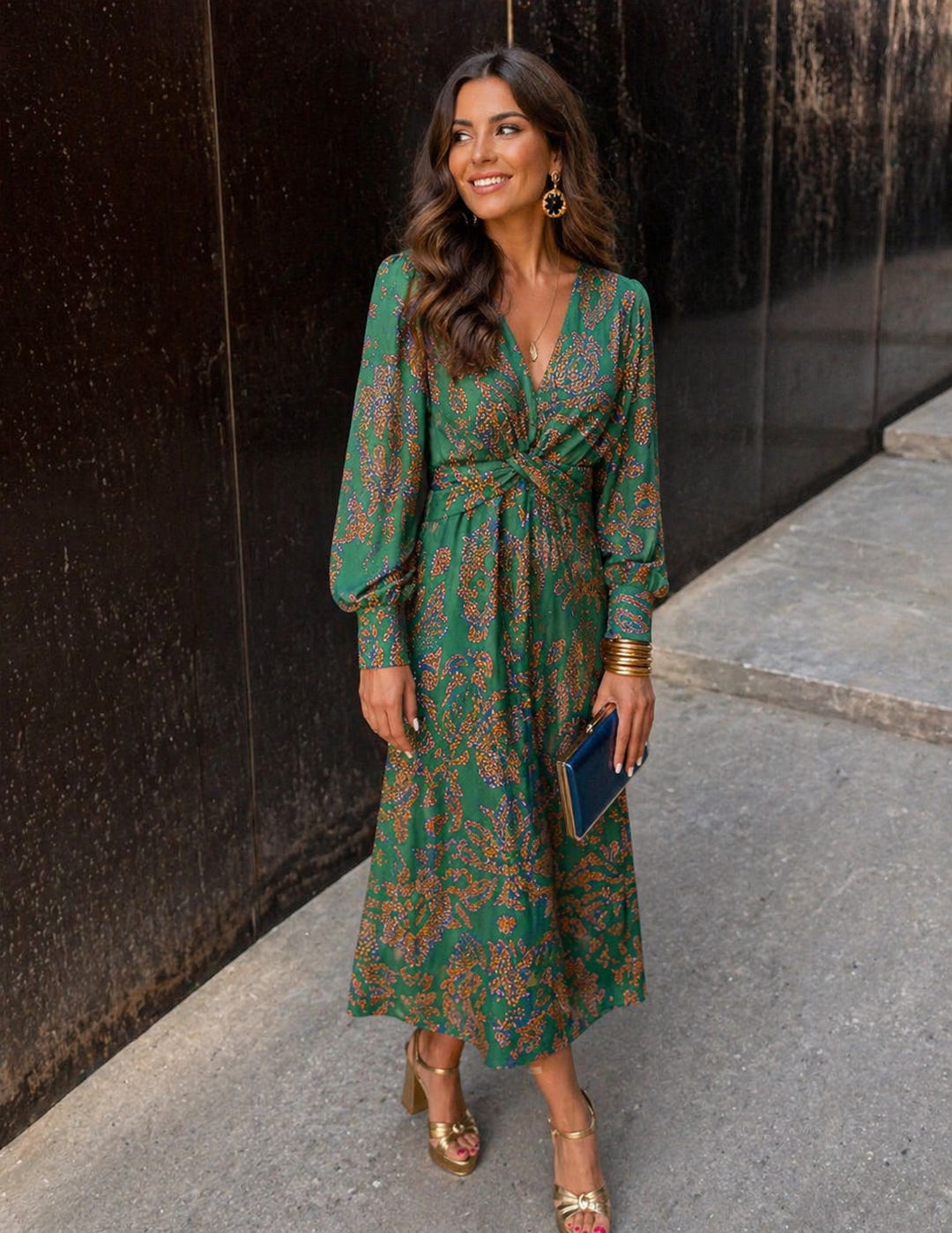 Bridget | Twist-Front Floral Midi Dress