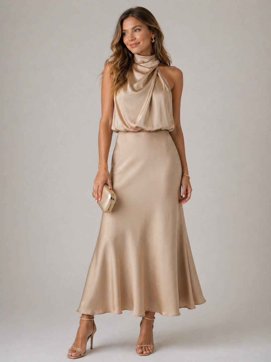 Amelia | Draped Halter Maxi Dress