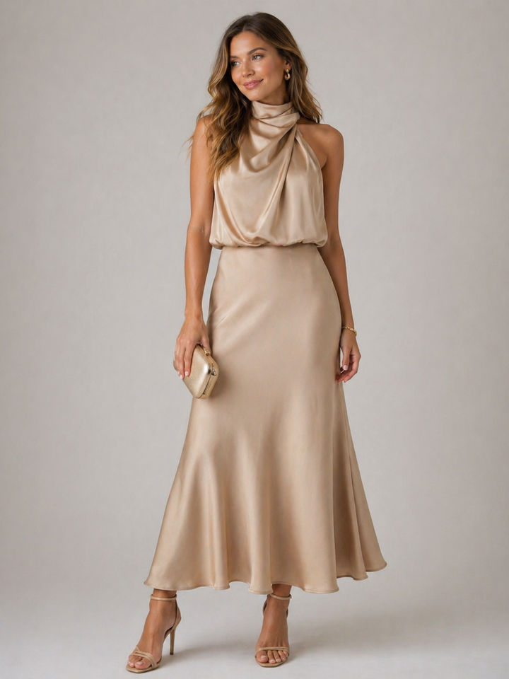 Amelia | Draped Halter Maxi Dress