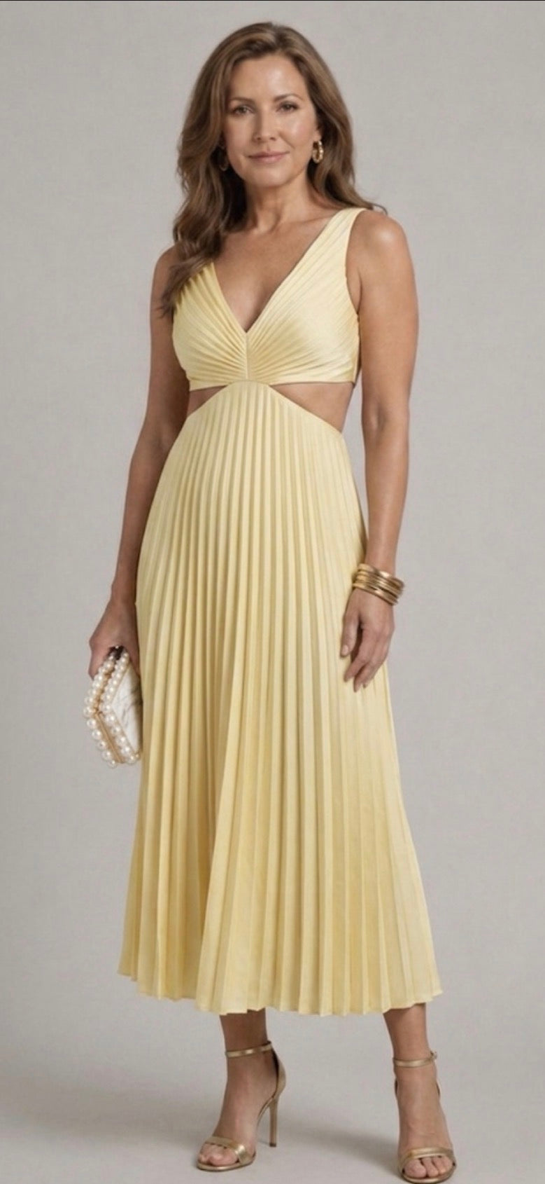 Eliana | Pleated Cutout Maxi Dress