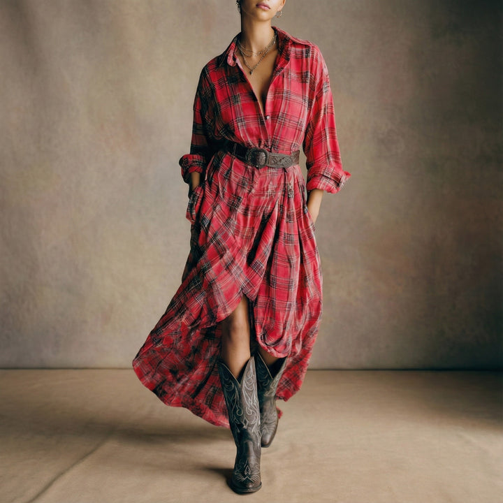 April | Checked Shirt Dress with Belt