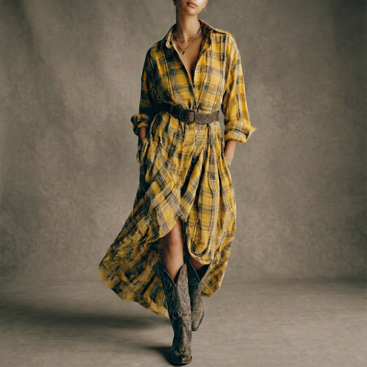 April | Checked Shirt Dress with Belt