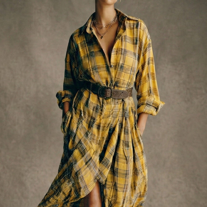 April | Checked Shirt Dress with Belt