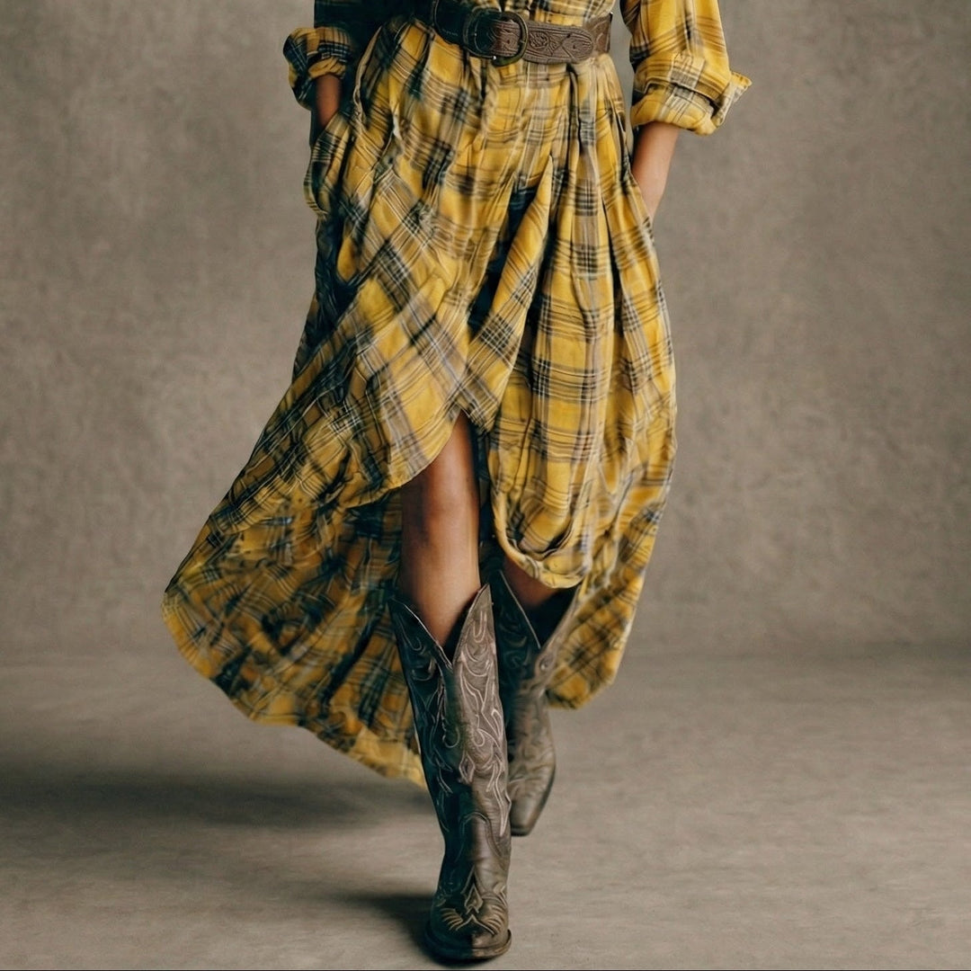 April | Checked Shirt Dress with Belt