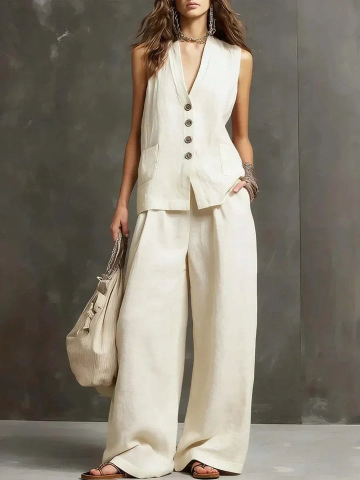 Irina Two-Piece Set with Sleeveless Vest and Wide-Leg Pants