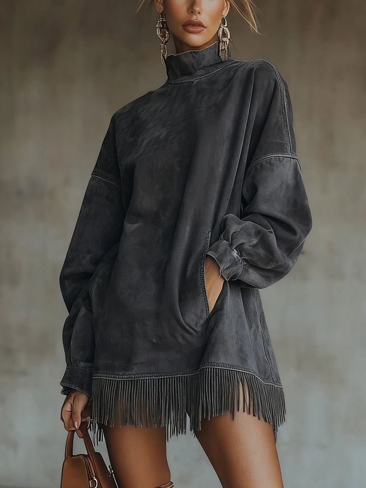 Amalia · High Neck Dress with Fringes