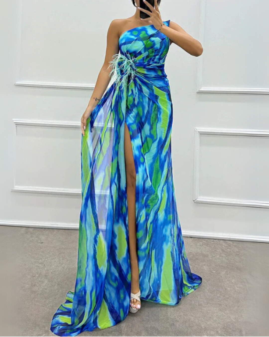 Celia | One-Shoulder Draped Evening Gown