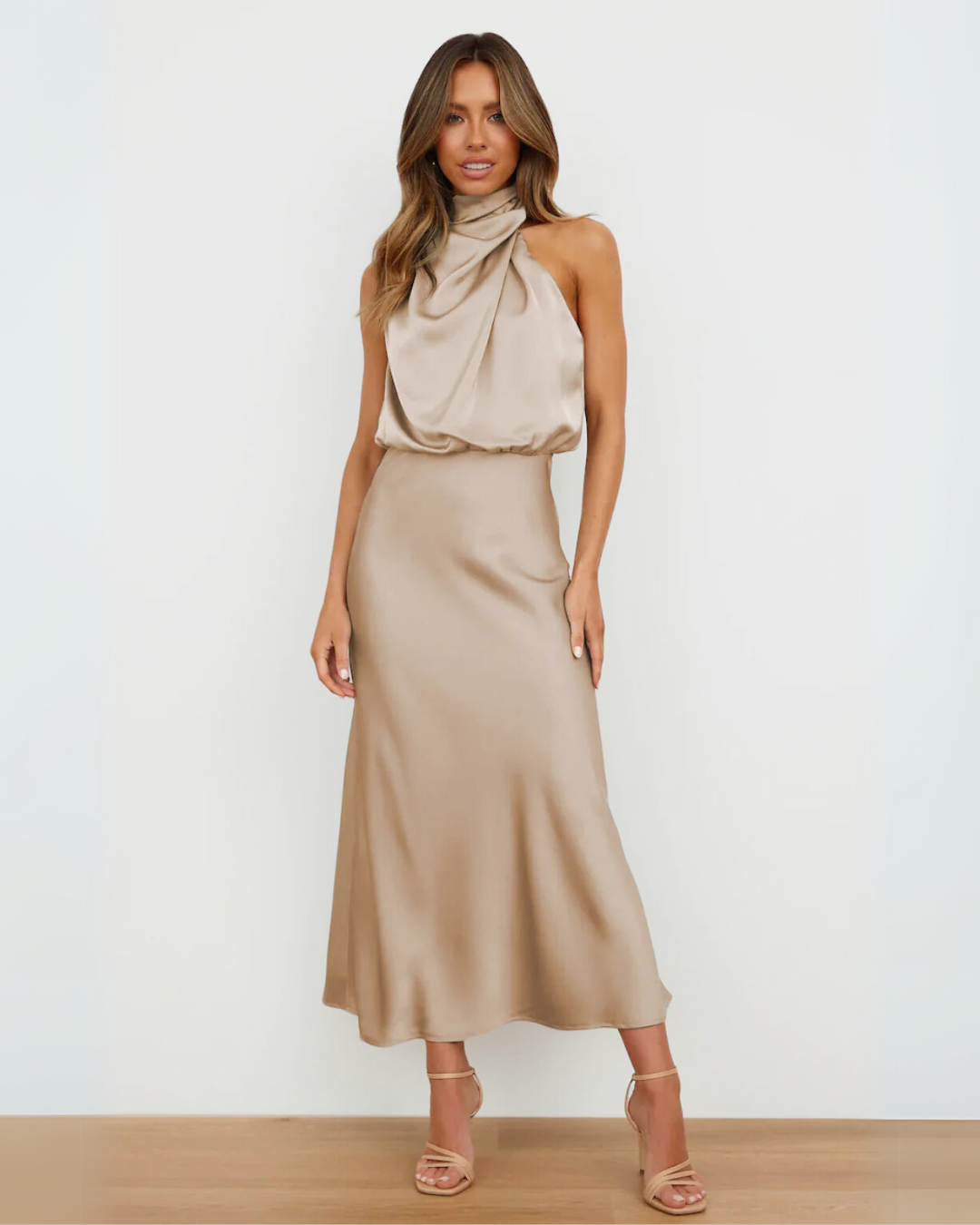 Amelia | Draped Halter Maxi Dress