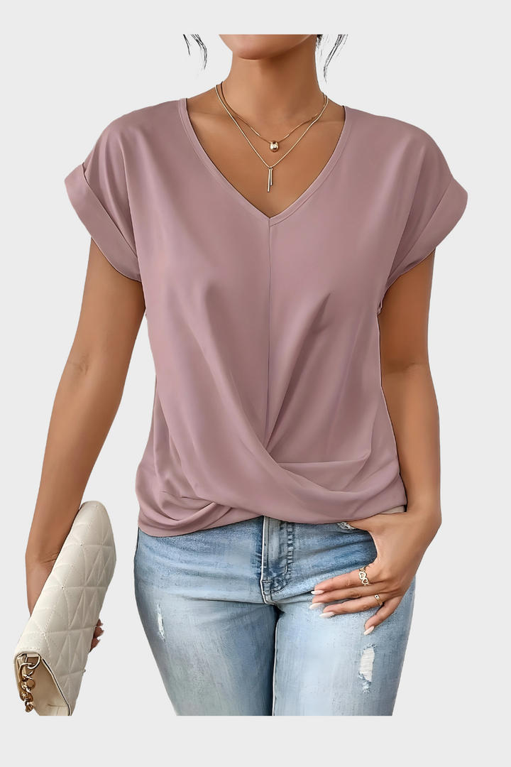 Sarah - Relaxed V-Neck Twist Top